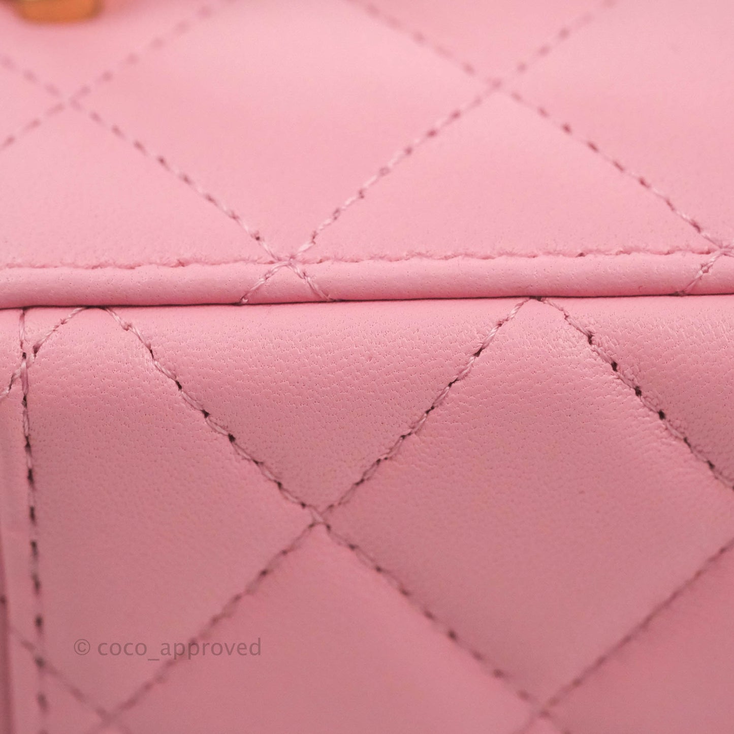Chanel Vanity Rectangular with Top Handle Pick Me Up Pink Lambskin Aged Gold Hardware 22S