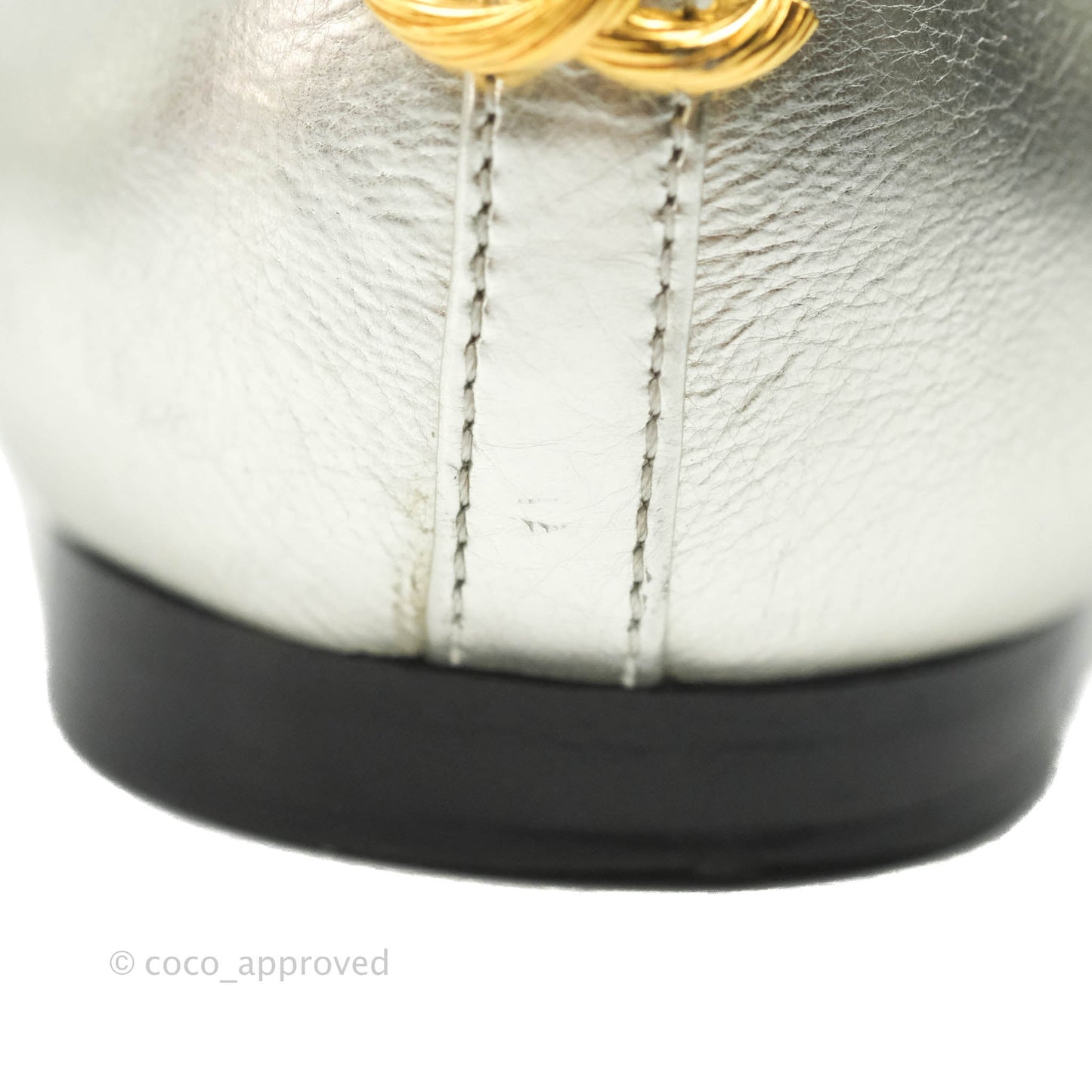 Chanel Silver Black Toe Pointed Pump Flats Size 36