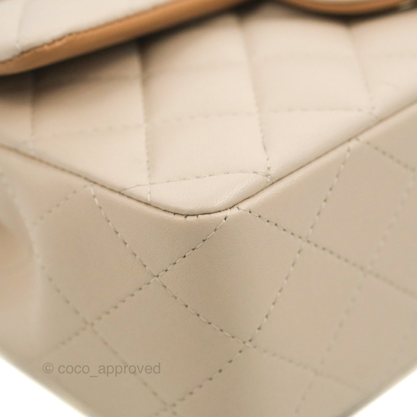 Chanel Top Handle Mini Rectangular Flap Bag Ecru/Beige Lambskin Gold Hardware 23P
