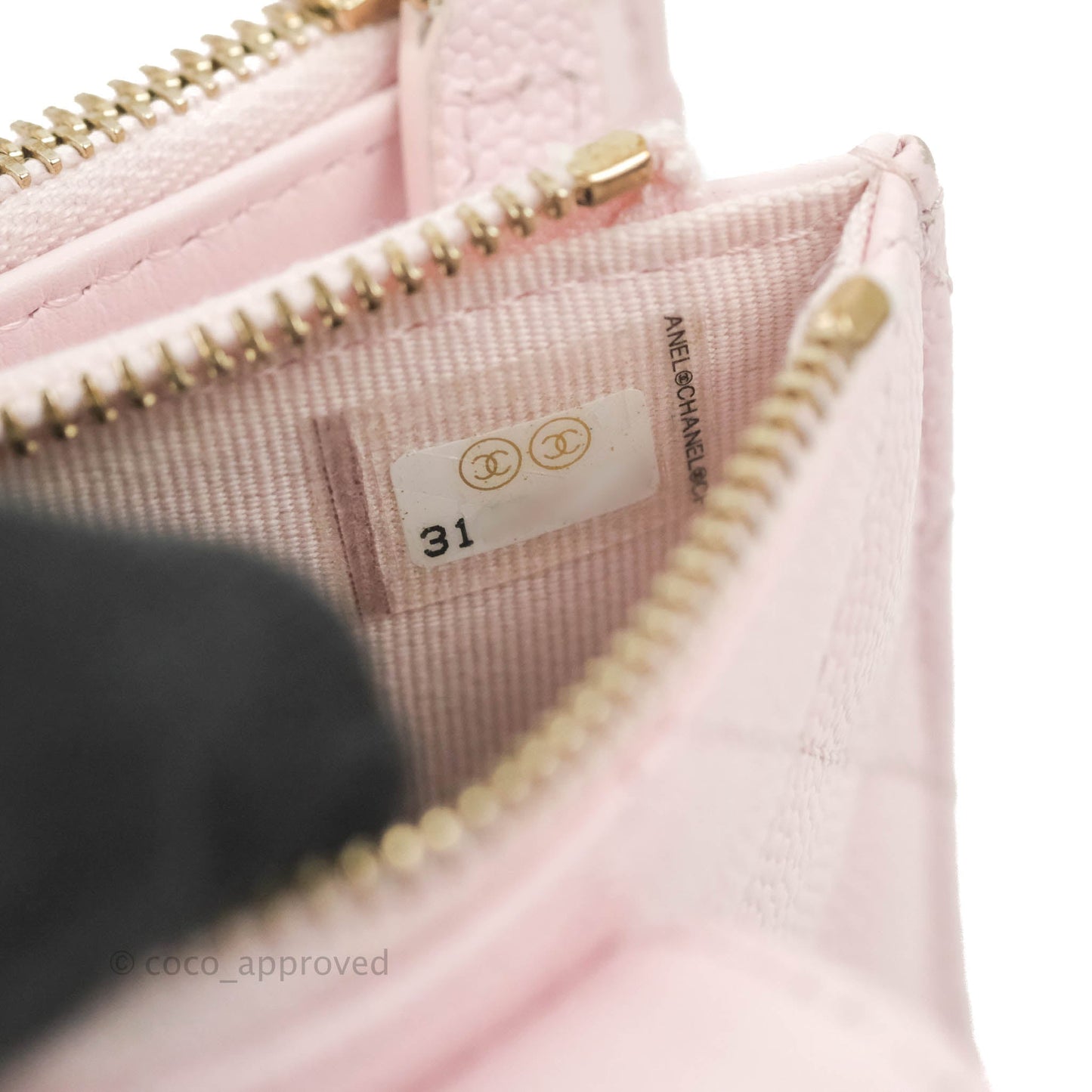 Chanel Folded Double Zip Coin Case Card Pink Caviar Gold Hardware