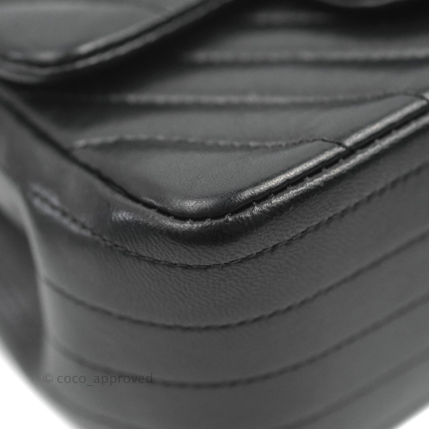 Chanel Mini Square Black Chevron Lambskin Gold Hardware