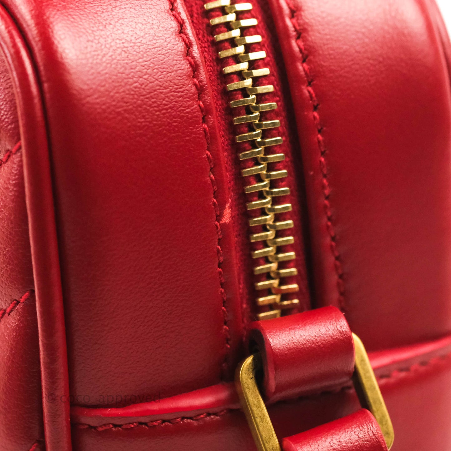 Saint Laurent Lou Quilted Camera Bag Red Calfskin Gold Hardware