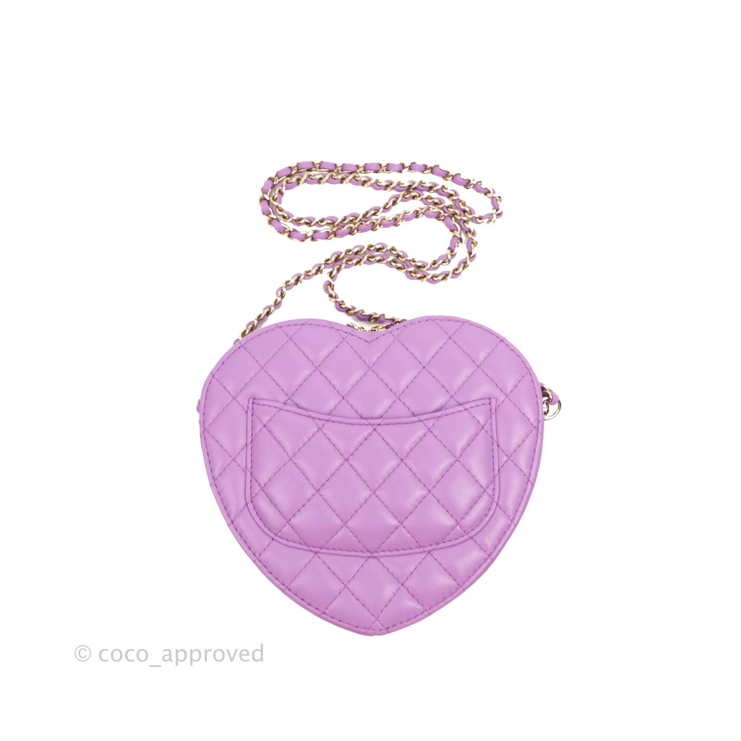 Chanel Large Heart Bag Purple Lambskin Gold Hardware 22S