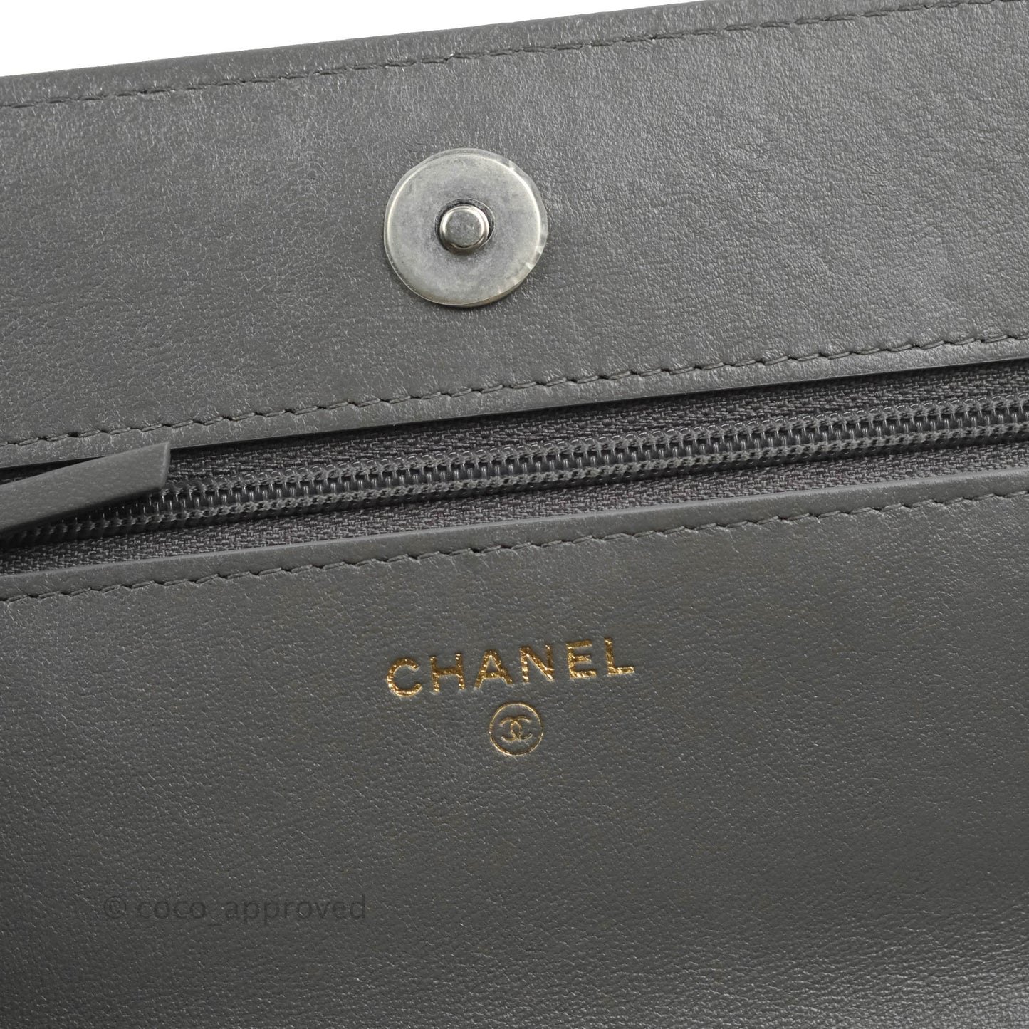 Chanel 19 Wallet on Chain WOC Dark Grey Lambskin Mixed Hardware