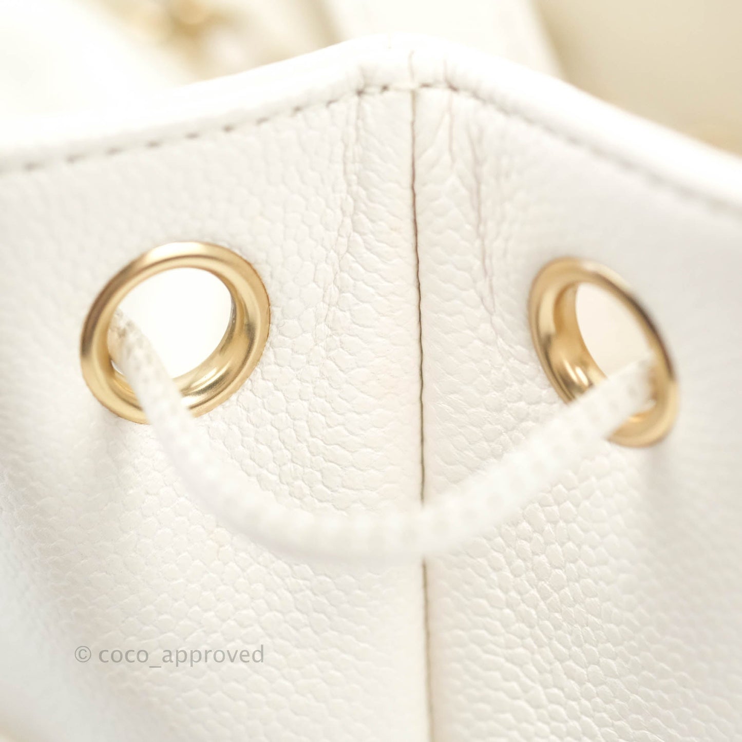 Chanel Business Affinity Drawstring Bucket Bag White Caviar Gold Hardware