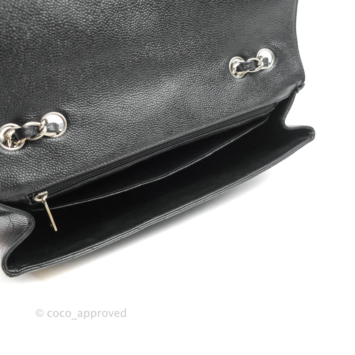 Chanel Jumbo Single Flap Black Caviar Silver Hardware