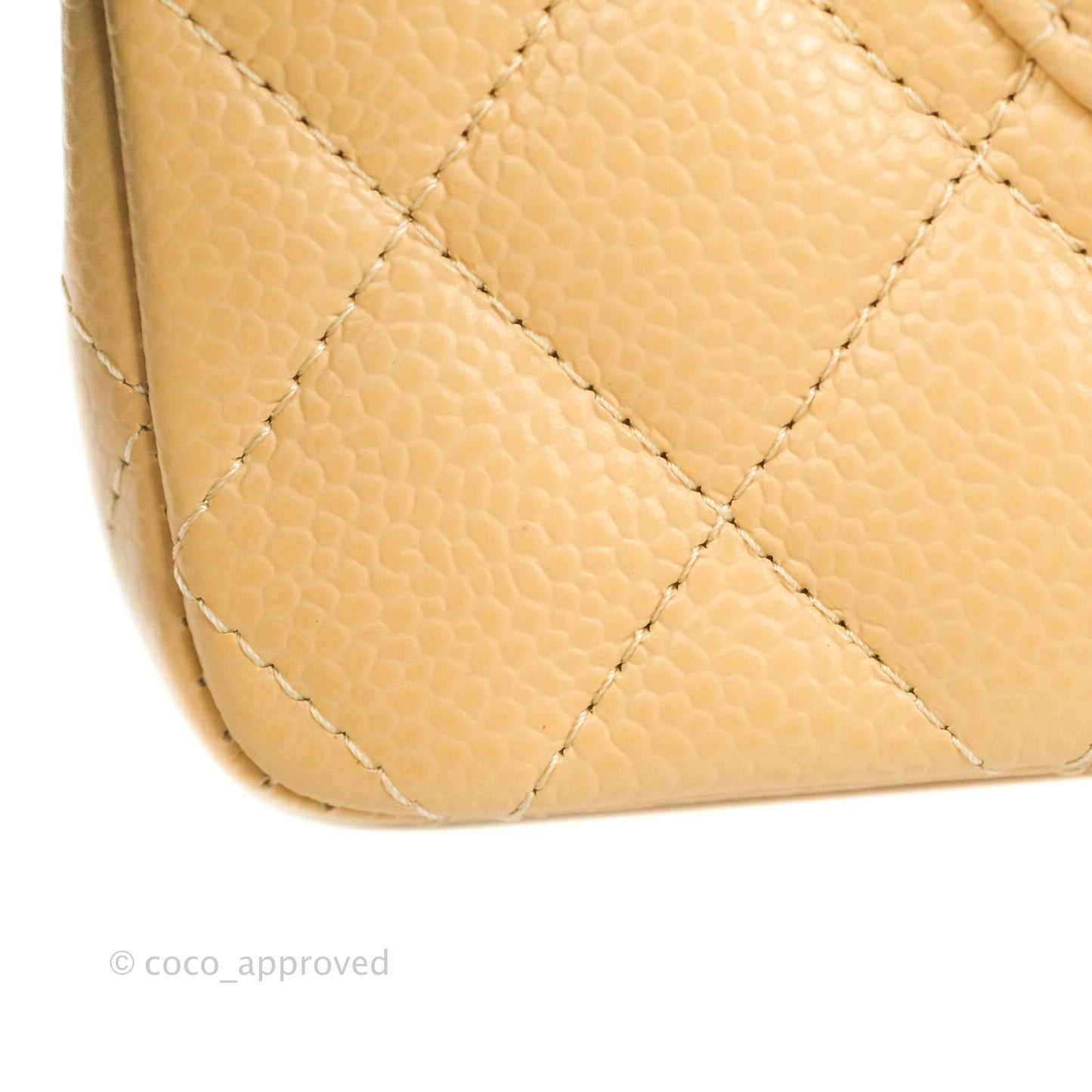 Chanel Classic M/L Medium Flap Quilted Beige Caviar Gold Hardware