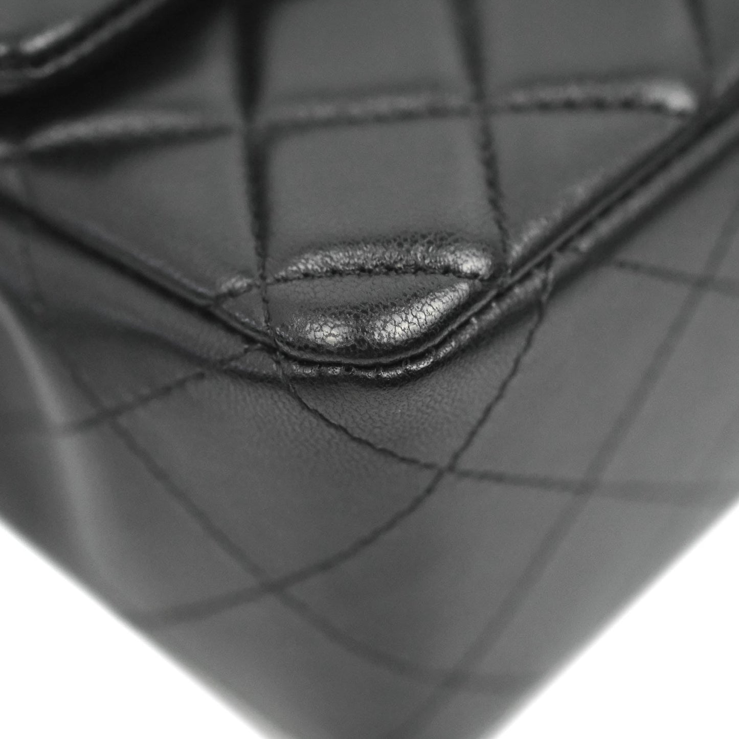 Chanel Quilted Mini Rectangular Flap Black Lambskin Silver Hardware