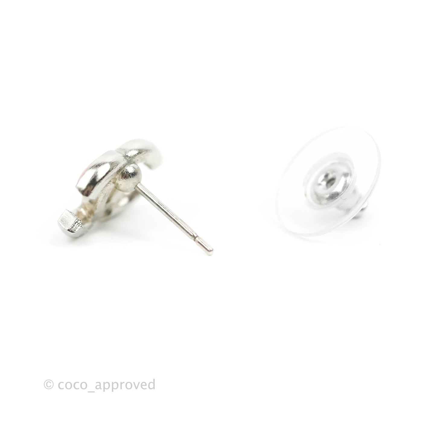 Chanel CC Earrings Pink Enamel