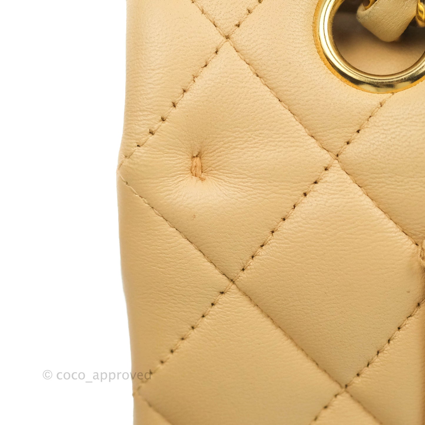 Chanel Classic M/L Medium Flap Quilted Beige Lambskin Gold Hardware