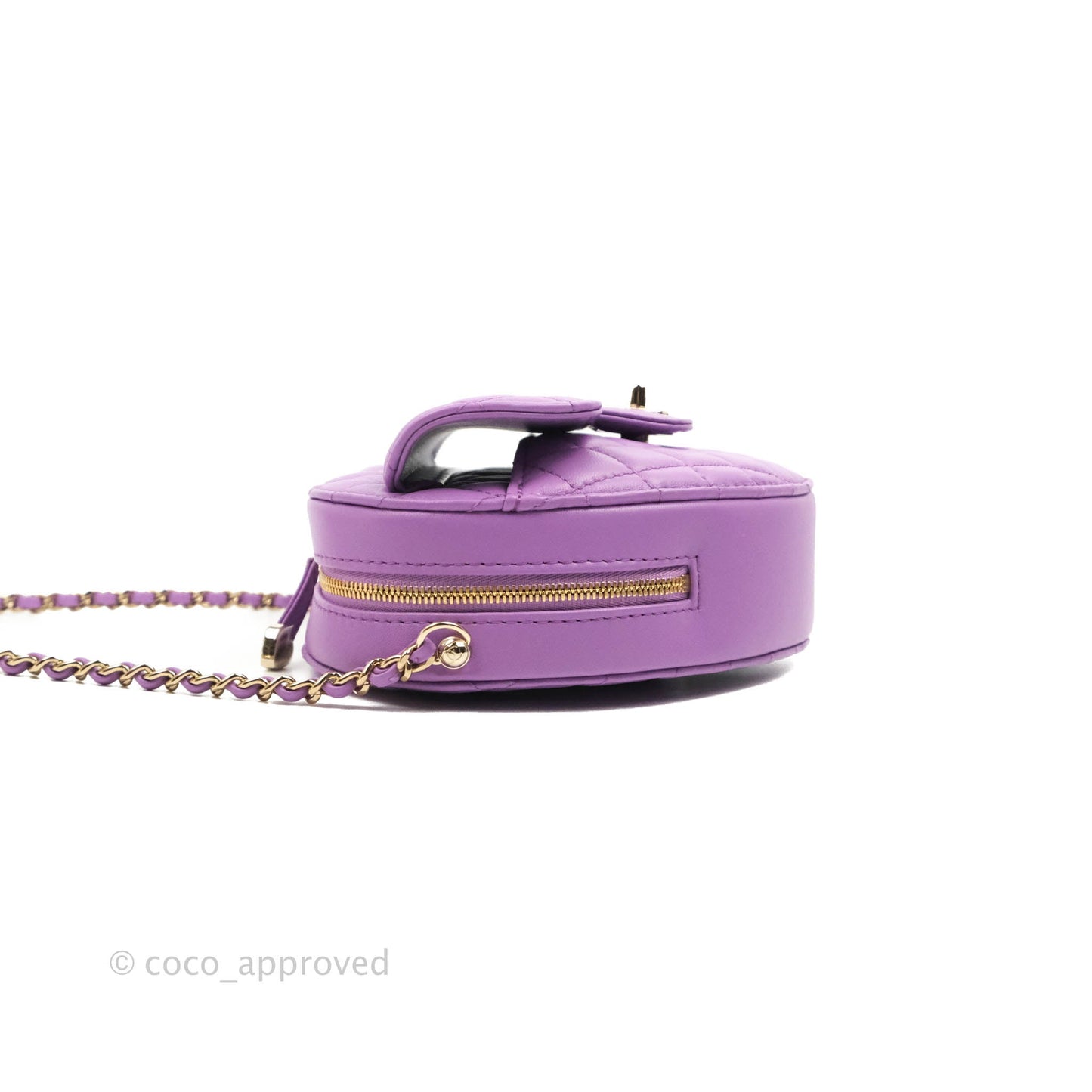 Chanel Large Heart Bag Purple Lambskin Gold Hardware 22S