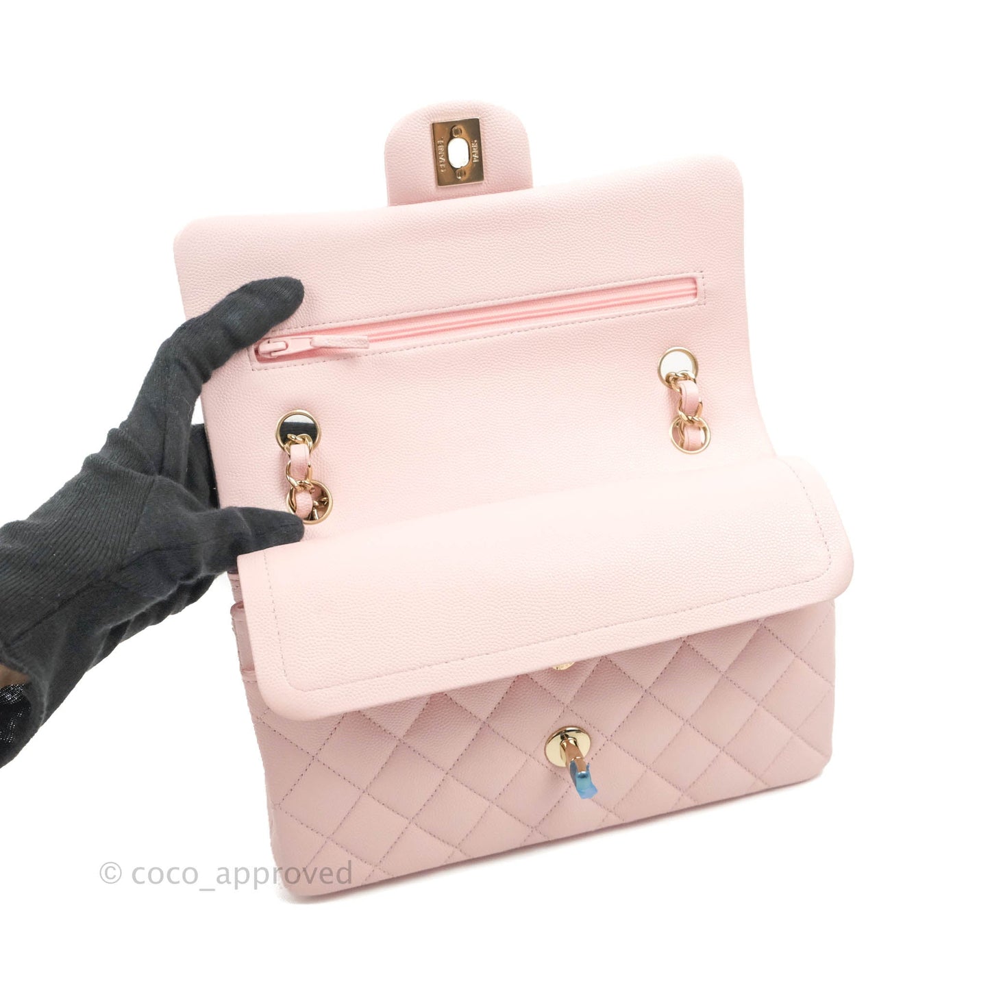 Chanel Classic Small S/M Flap Pink Caviar Gold Hardware 22S