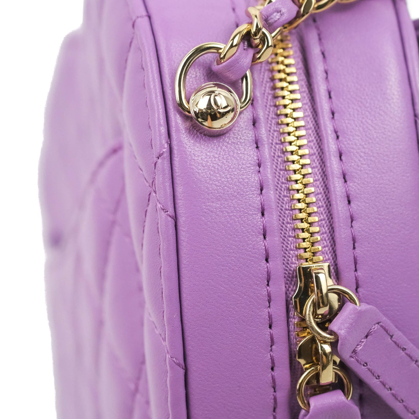 Chanel Large Heart Bag Purple Lambskin Gold Hardware 22S