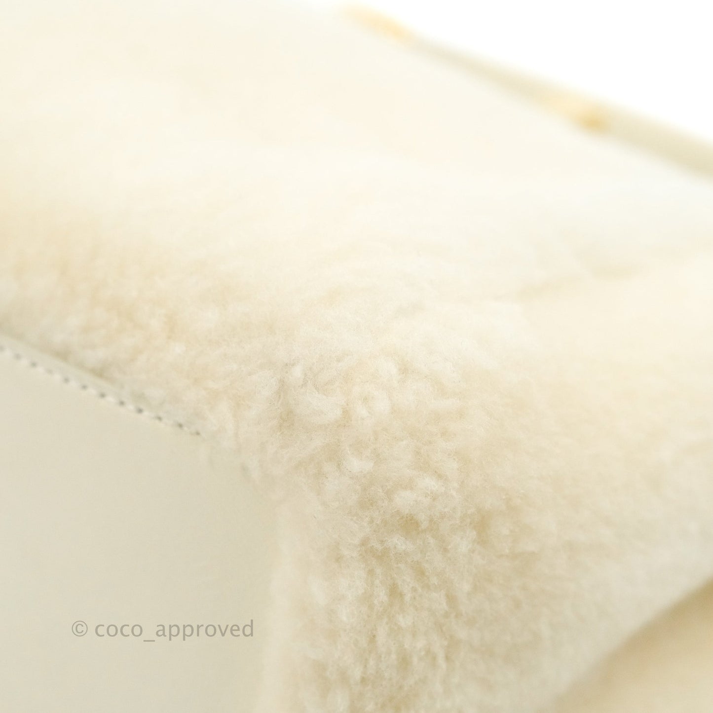 Fendi Mini Peekaboo Shearling Bag White Gold Harware