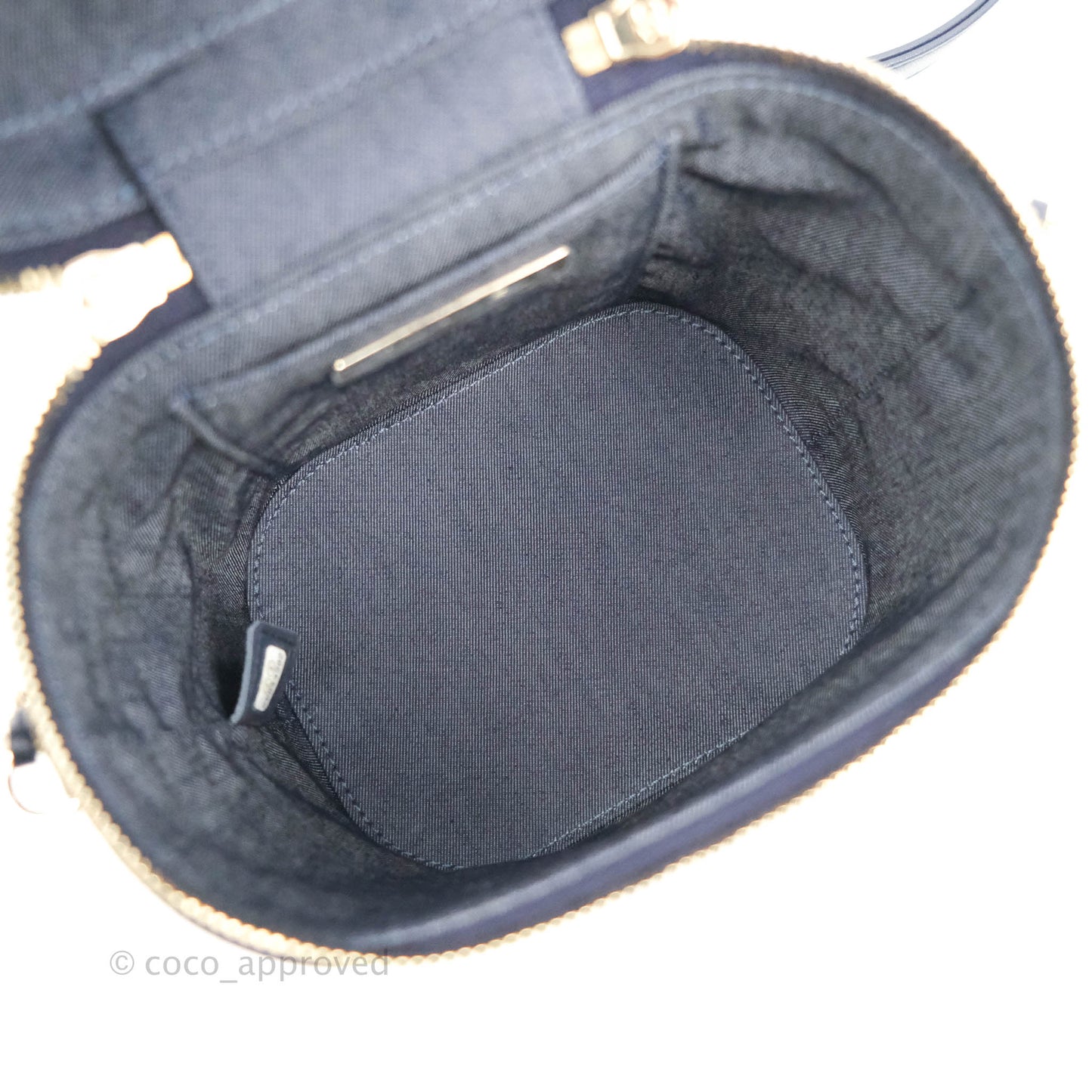 Chanel CC Mania Vanity Case Navy Lambskin Gold Hardware