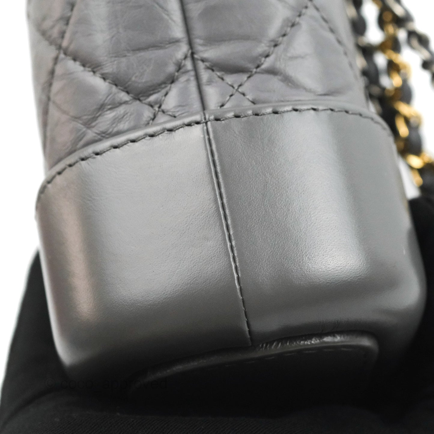 Chanel Quilted Small Gabrielle Hobo Grey Calfskin Mixed Hardware