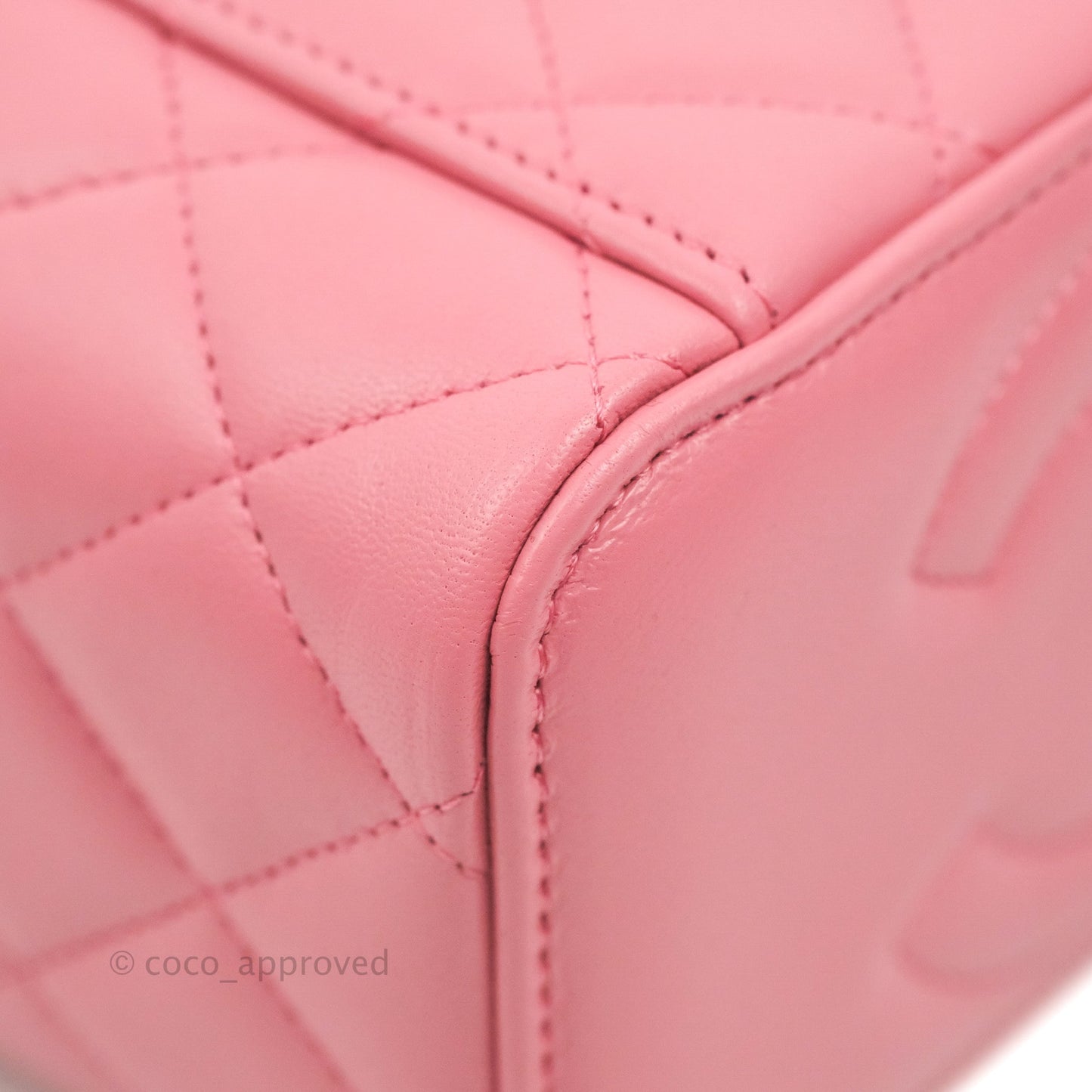 Chanel Vanity Rectangular Top Handle Pink Lambskin Gold Hardware
