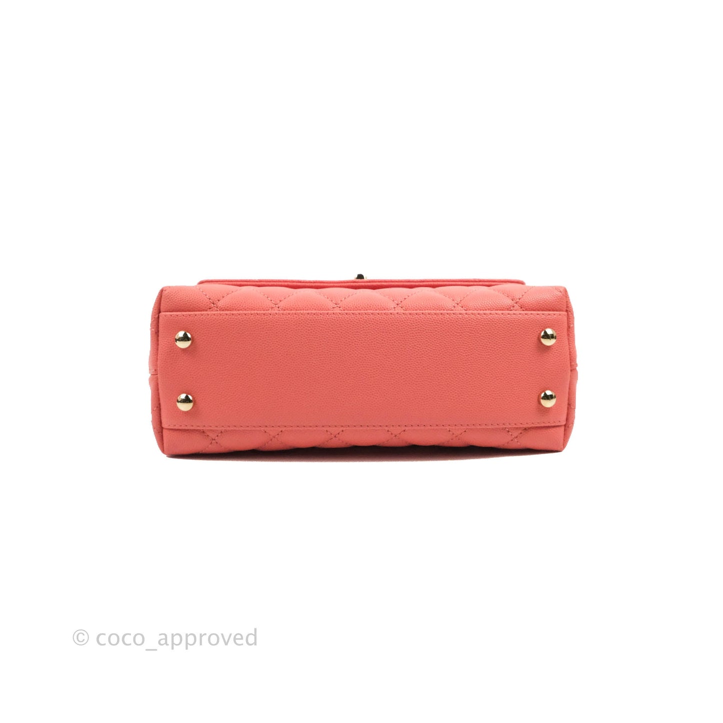 Chanel Small Quilted Coco Handle Coral Pink Caviar Gold Hardware
