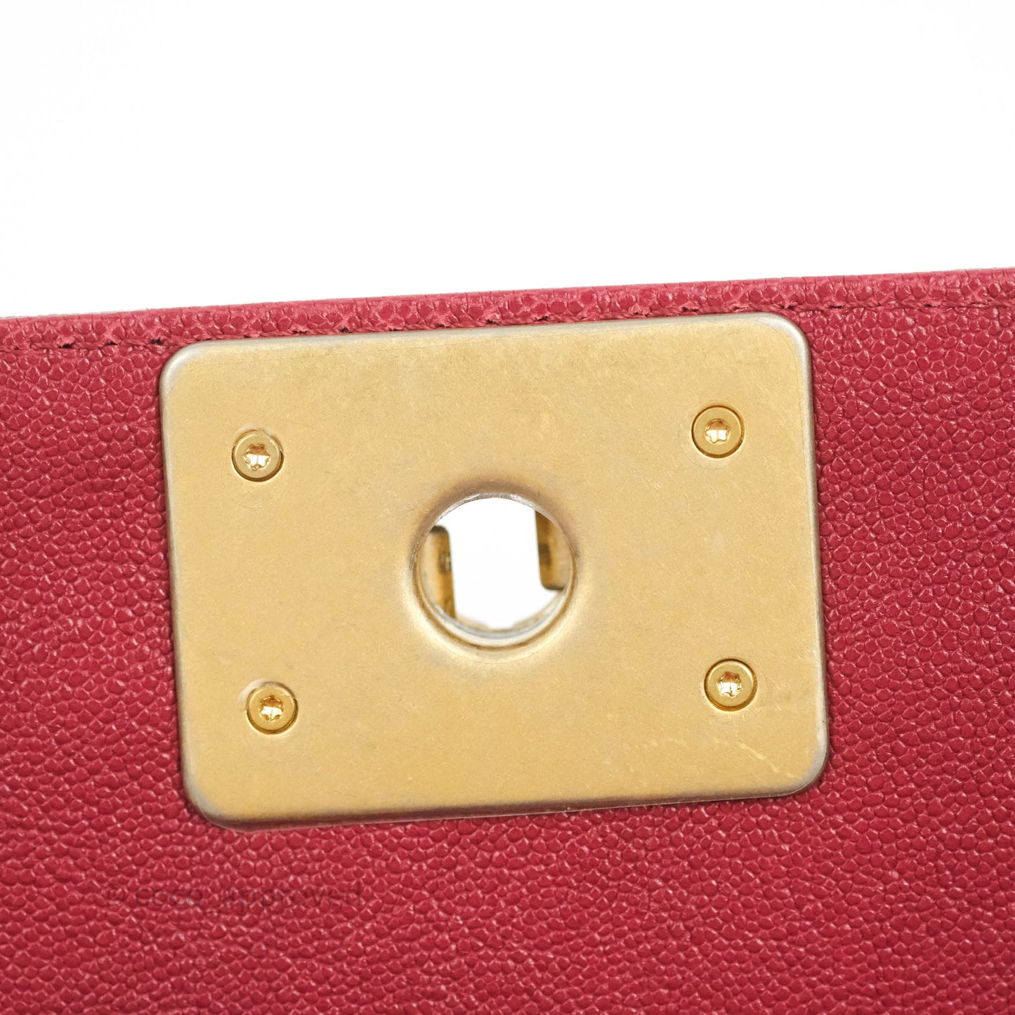 Chanel Small Chevron Boy Red Caviar Aged Gold Hardware