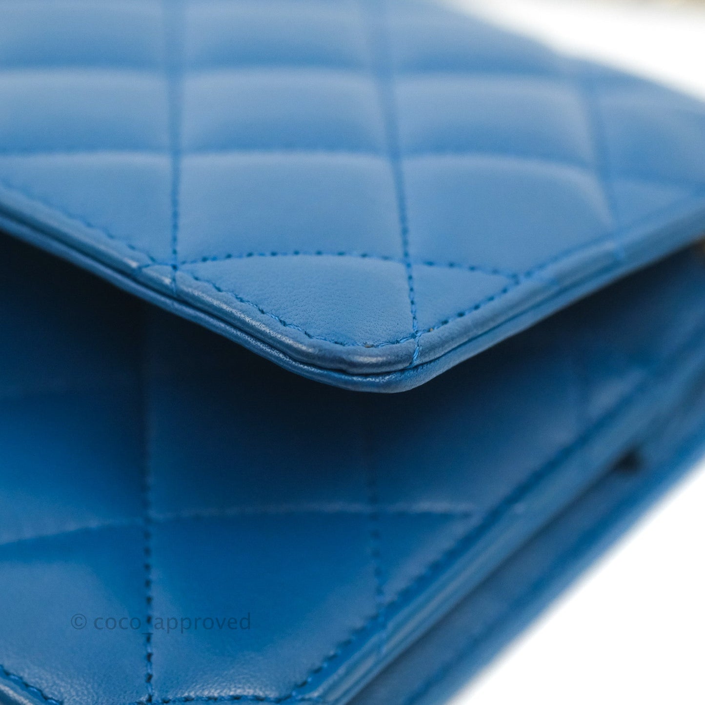Chanel Quilted Classic Wallet on Chain WOC Blue Lambskin Gold Hardware