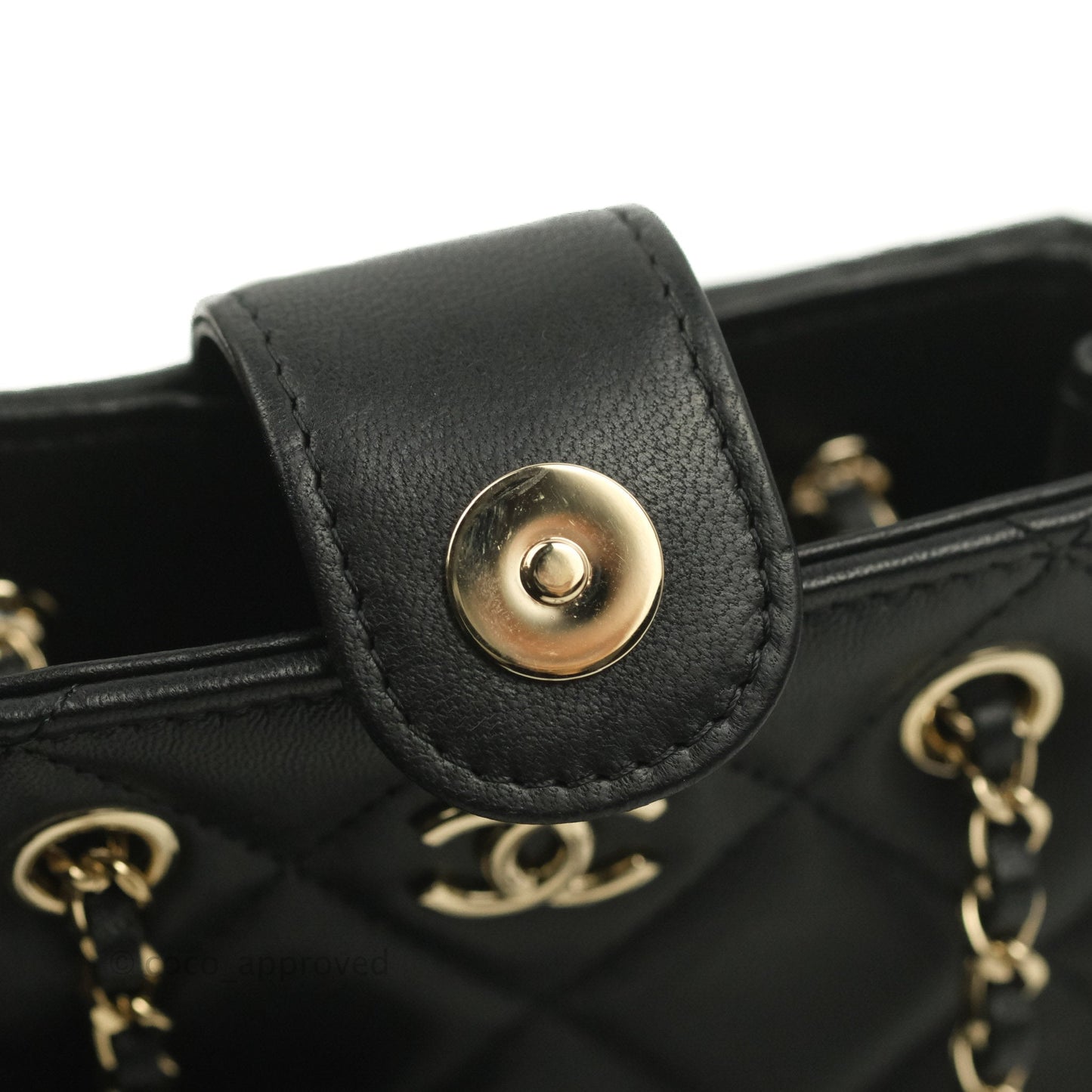 Chanel Mini Clutch With Chain Black Lambskin Gold Hardware 22C