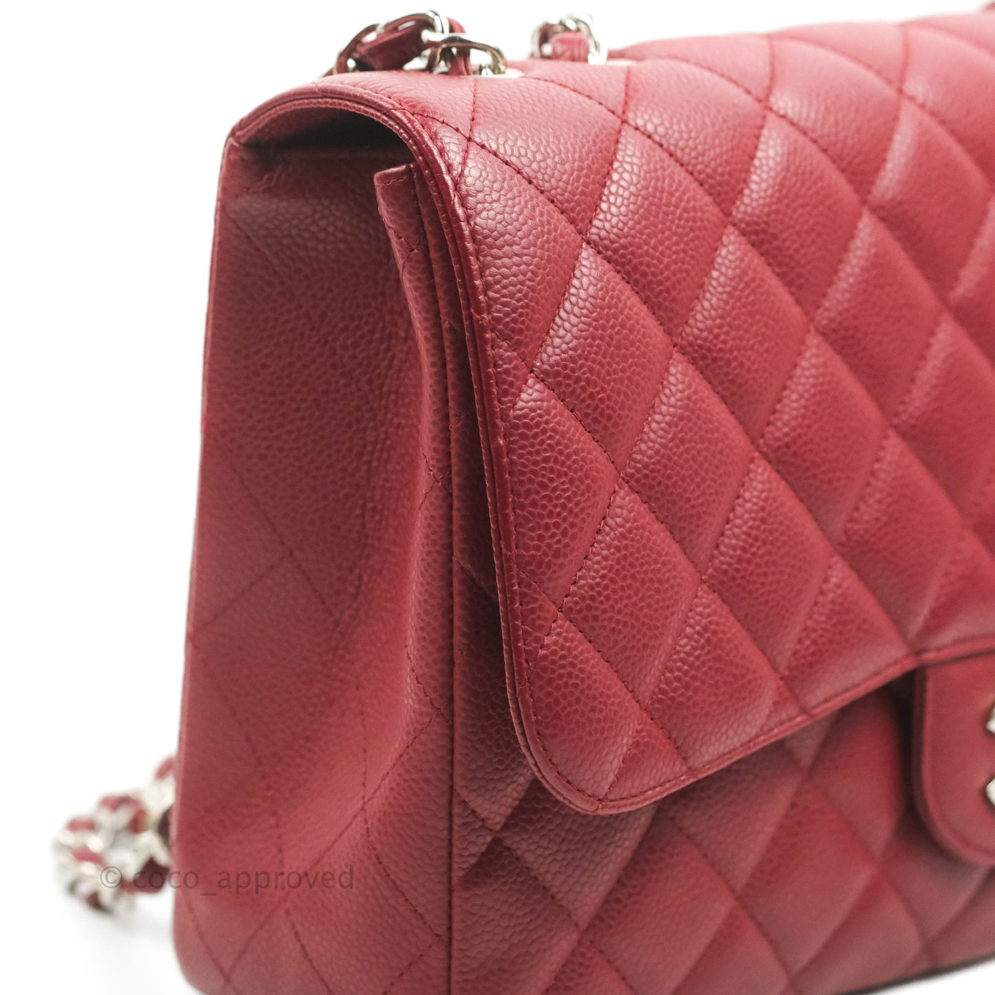 Chanel Jumbo Single Flap Burgundy Caviar Silver Hardware⁣⁣