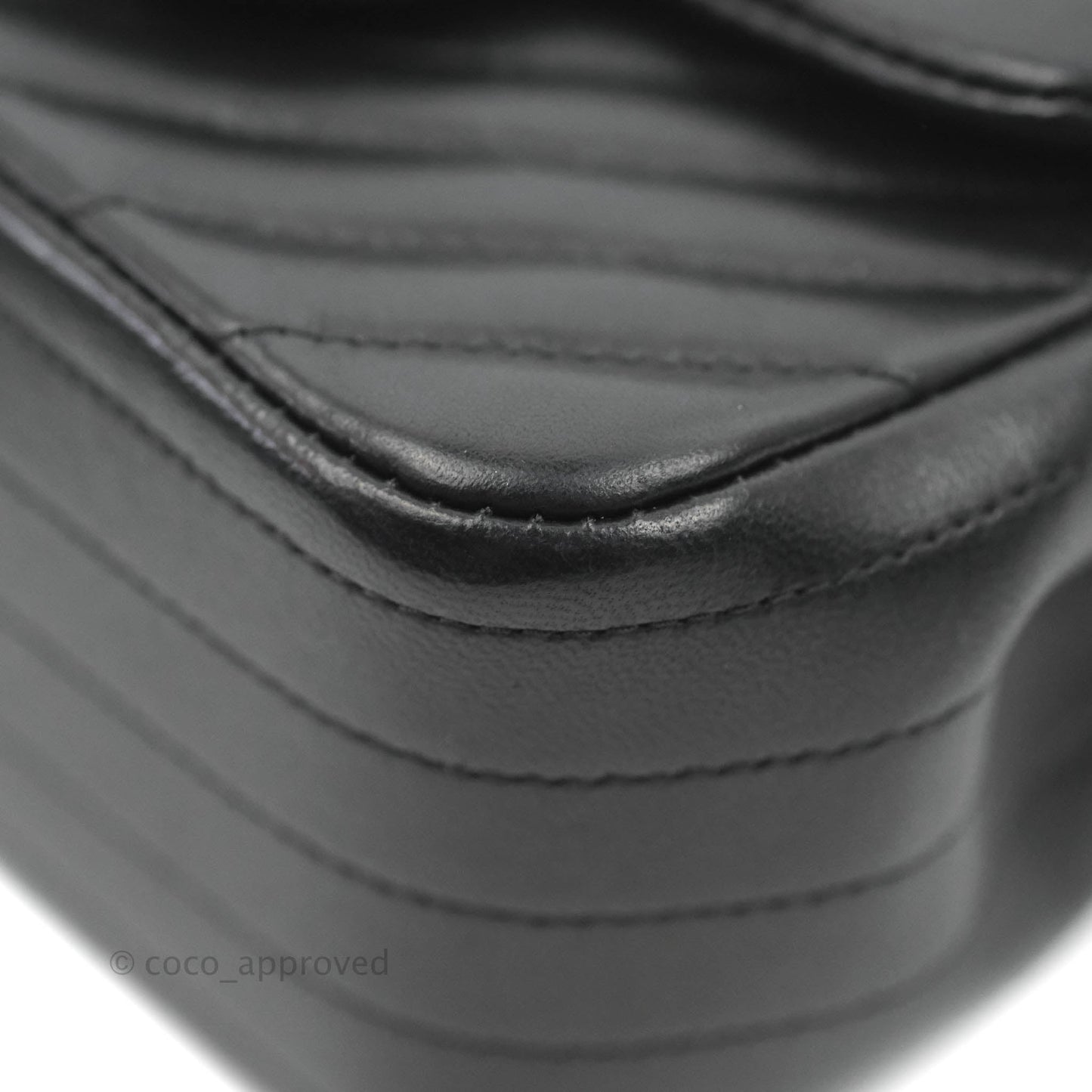Chanel Mini Square Black Chevron Lambskin Gold Hardware