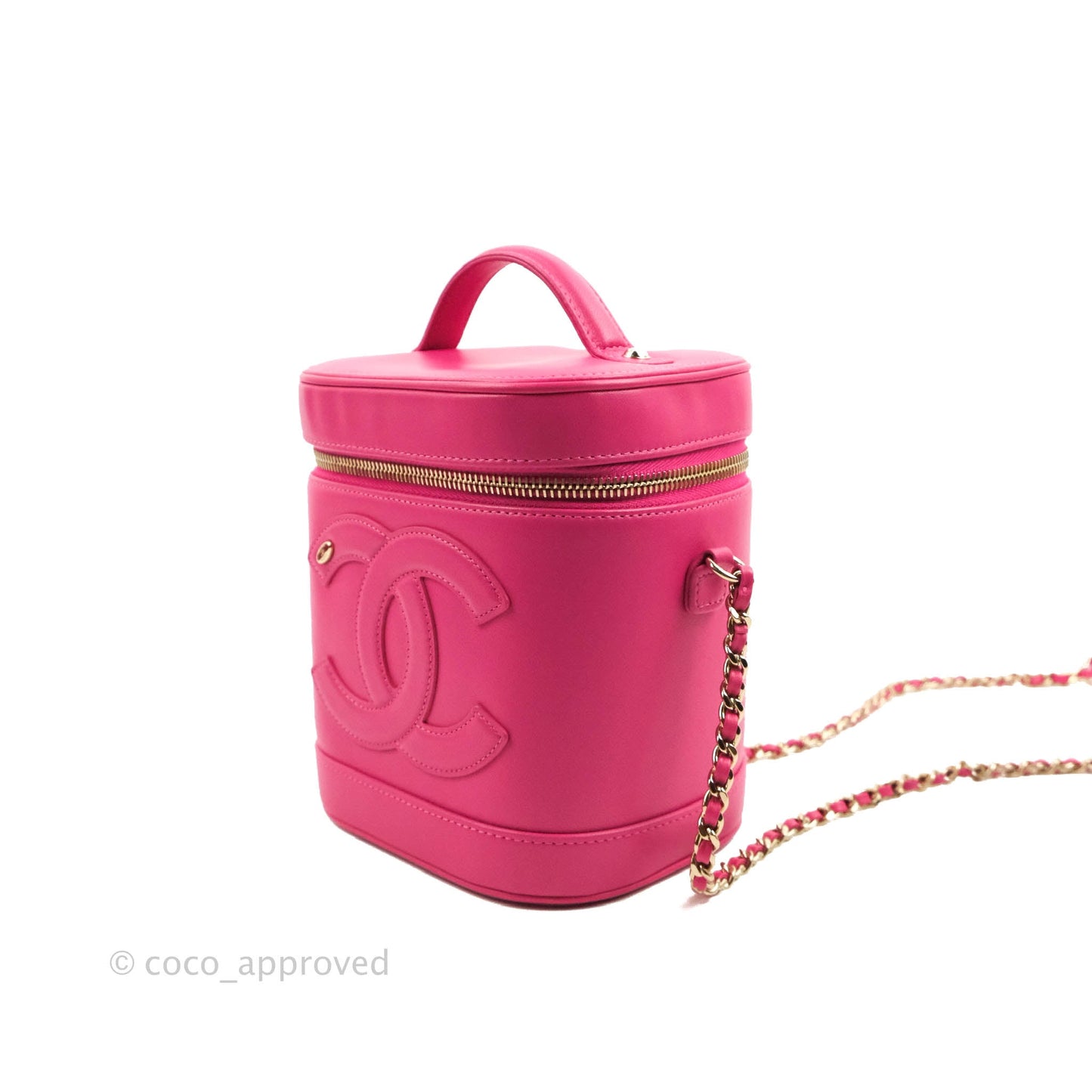 Chanel CC Mania Vanity Case Pink Lambskin Gold Hardware