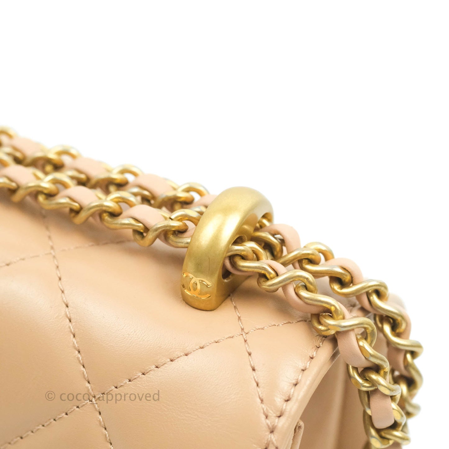 Chanel Quilted Mini Perfect Fit Adjustable Beige Calfskin Gold Hardware 21A