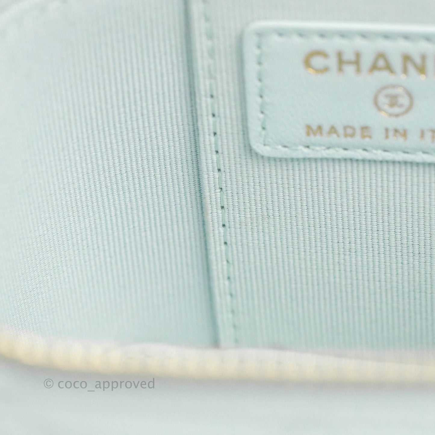 Chanel Mini Top Handle Vanity With Chain Light Blue Lambskin Gold Hardware
