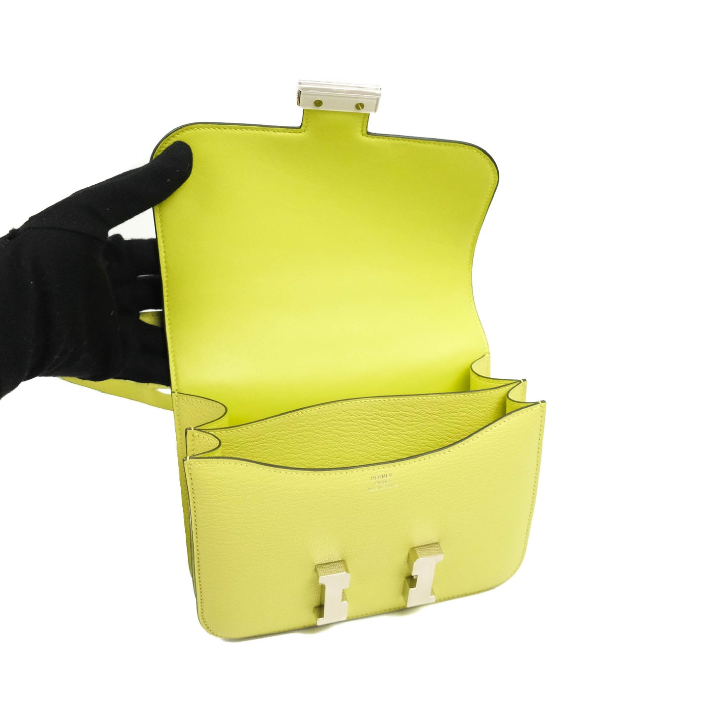 Hermès Constance Mini 18cm R9 Jaune Bourgeon Chevre Mysore Palladium Hardware