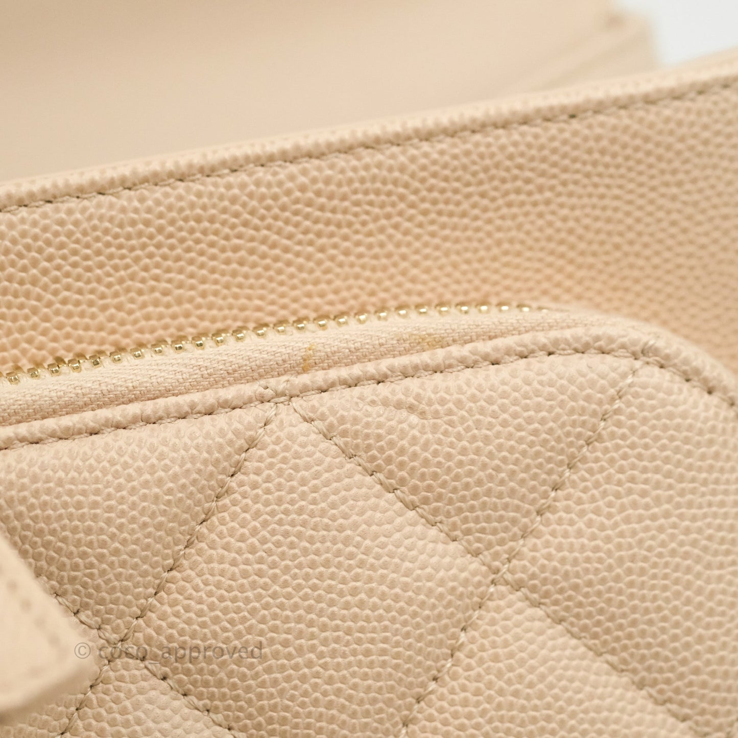 Chanel Quilted Medium Business Affinity Flap Light Beige Caviar Gold Hardware