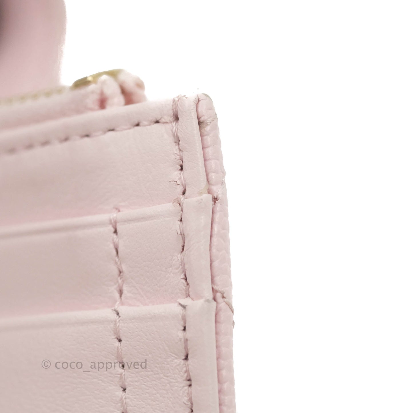 Chanel Folded Double Zip Coin Case Card Pink Caviar Gold Hardware