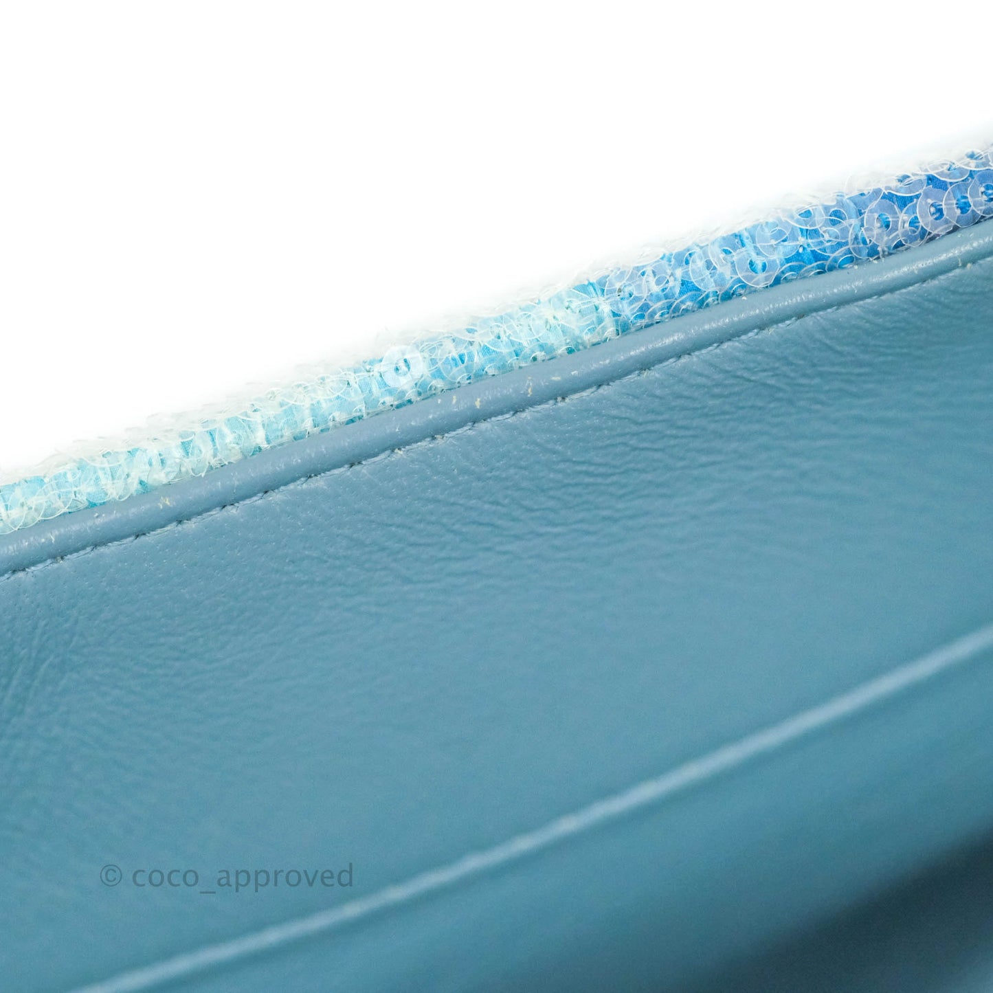 Chanel Large Sequin Waterfall Flap Bag Blue Silver Hardware