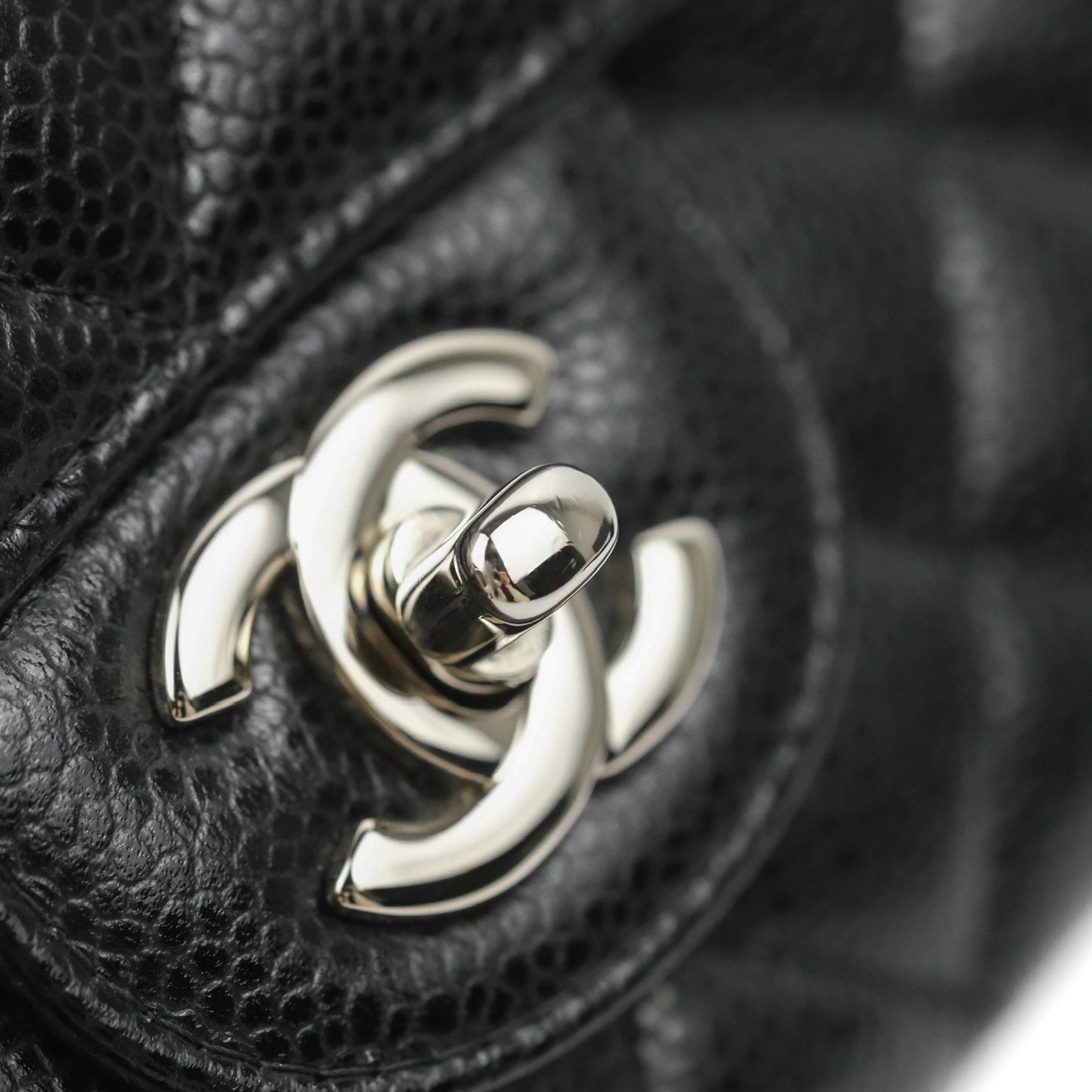 Chanel Classic M/L Medium Flap Quilted Black Caviar Silver Hardware