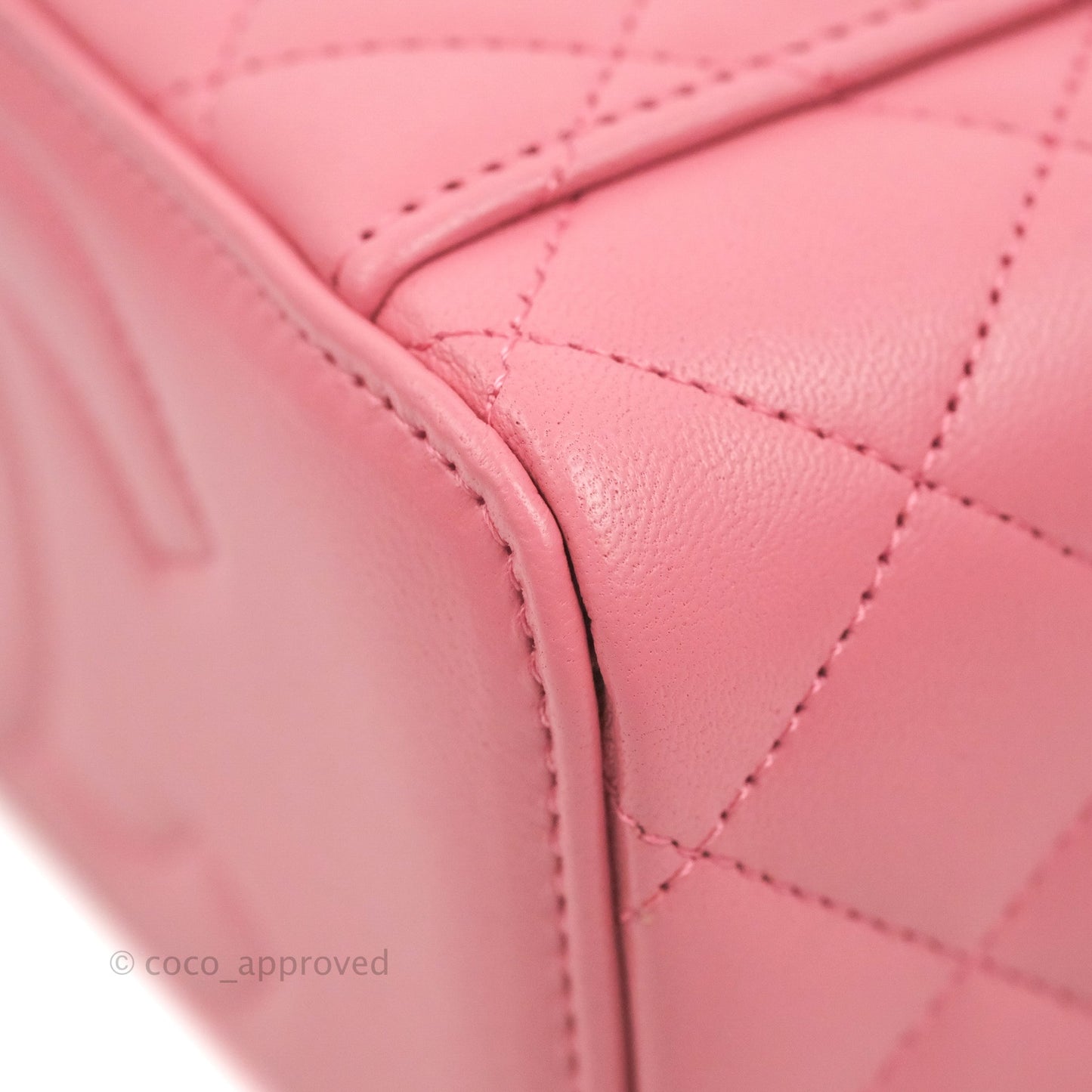 Chanel Vanity Rectangular Top Handle Pink Lambskin Gold Hardware