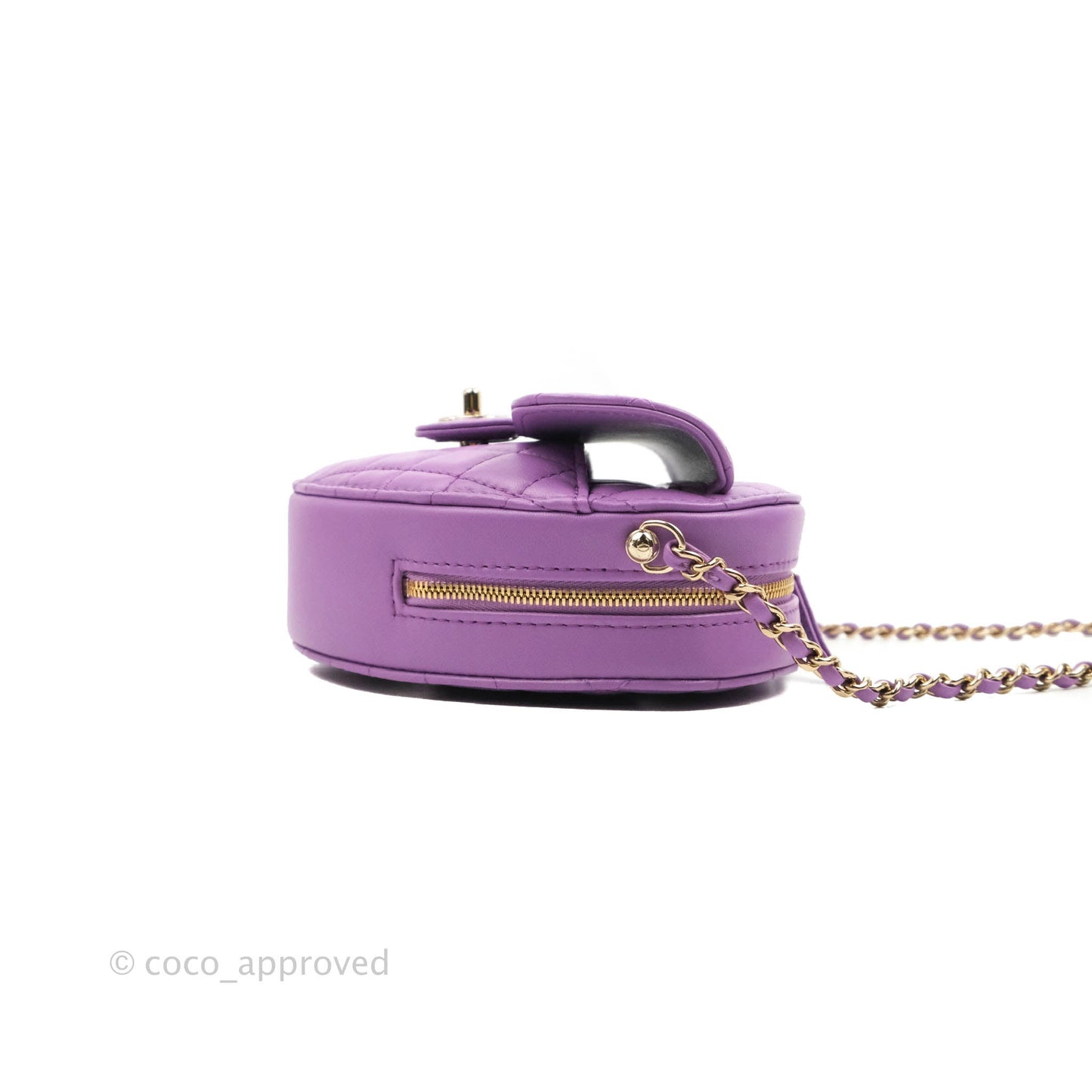 Chanel Large Heart Bag Purple Lambskin Gold Hardware 22S