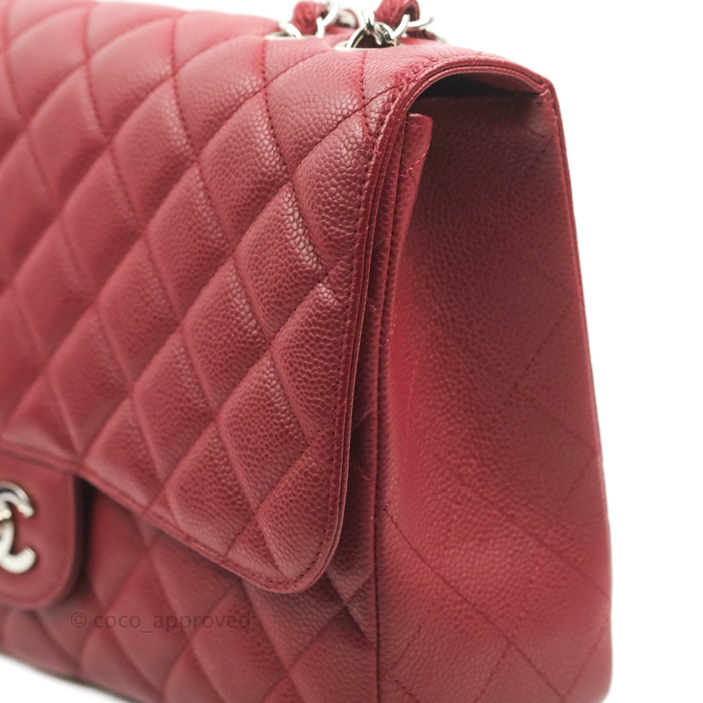 Chanel Jumbo Single Flap Burgundy Caviar Silver Hardware⁣⁣