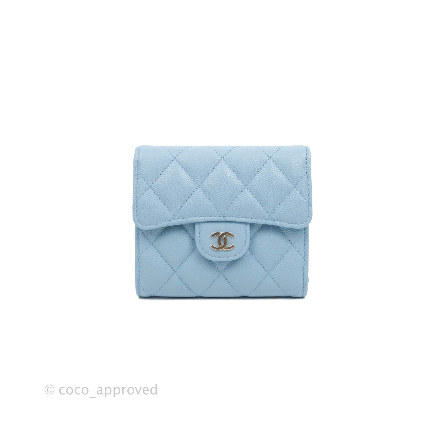 Chanel Classic Flap Wallet Blue Caviar Gold Hardware