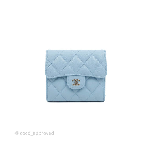 Chanel Classic Flap Wallet Blue Caviar Gold Hardware