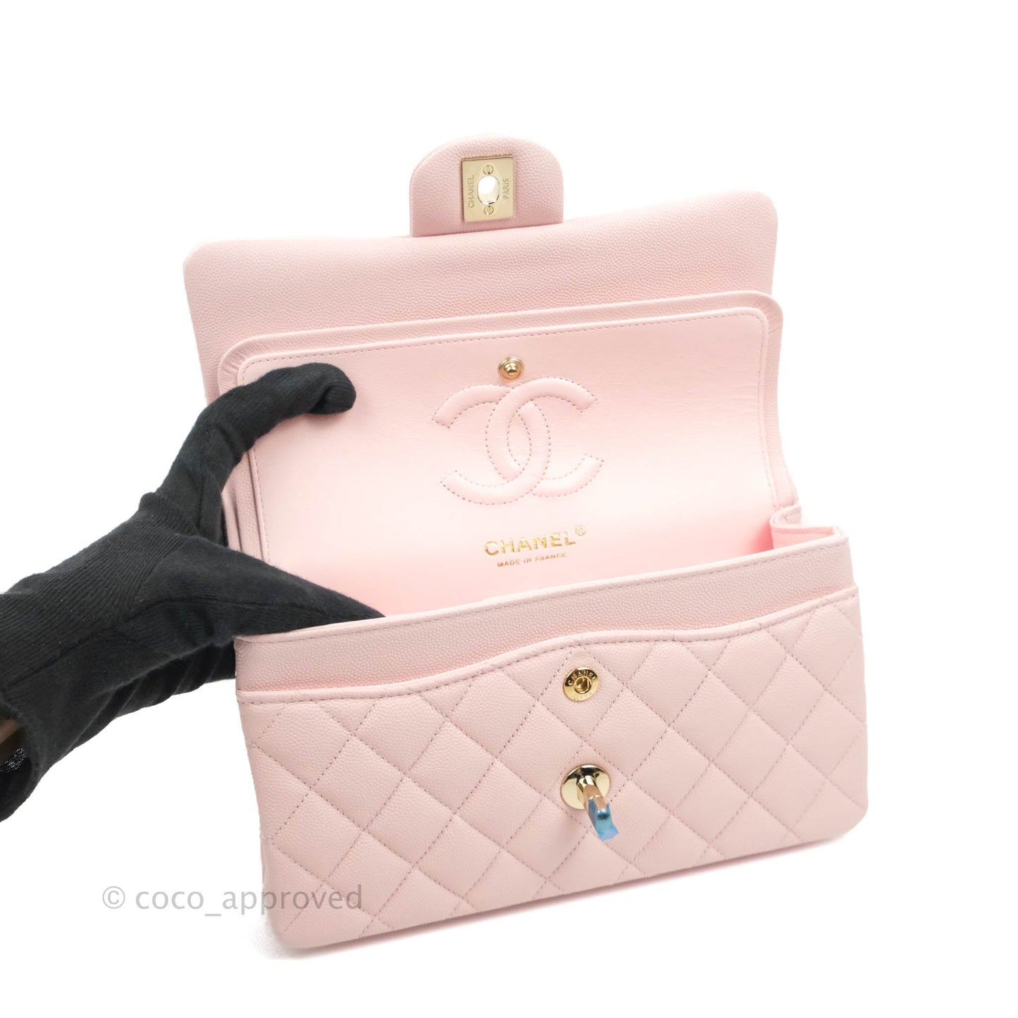 Chanel Classic Small S/M Flap Pink Caviar Gold Hardware 22S