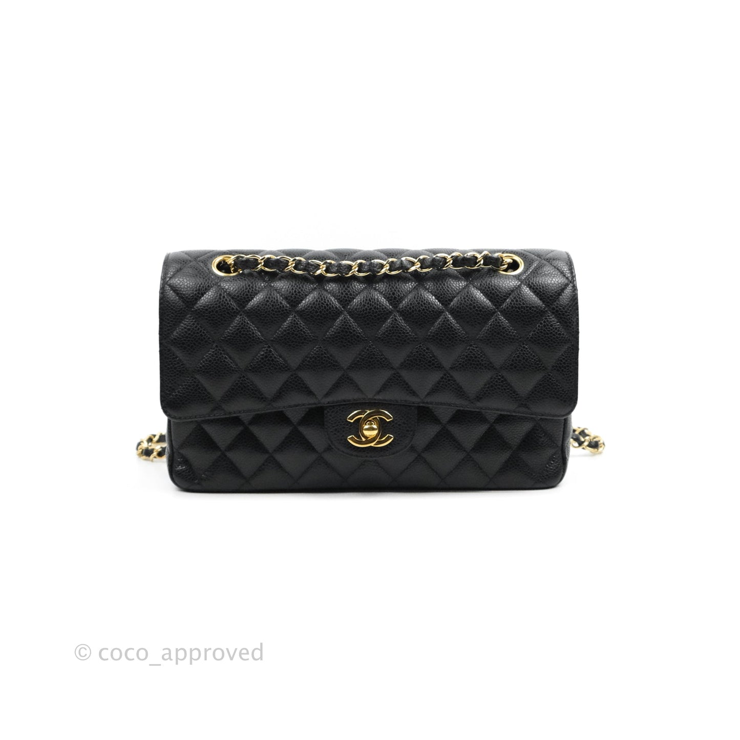 Chanel Classic M/L Medium Double Flap Black Caviar Gold Hardware