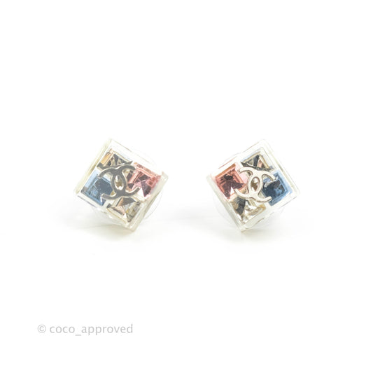 Chanel CC Earrings Clear Square
