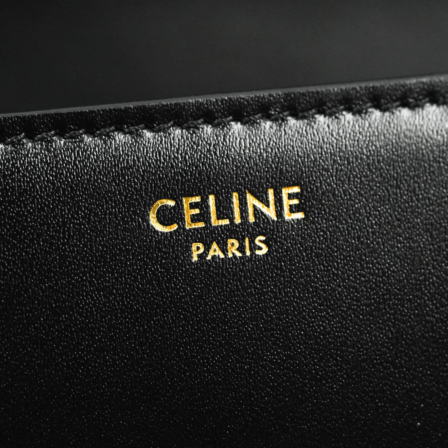 Celine Chain Bag Triomphe in Black Calfskin