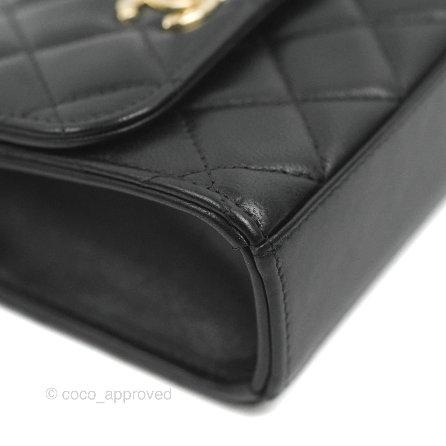 Chanel Mini Quilted Trendy CC Clutch With Chain Black Lambskin Gold Hardware