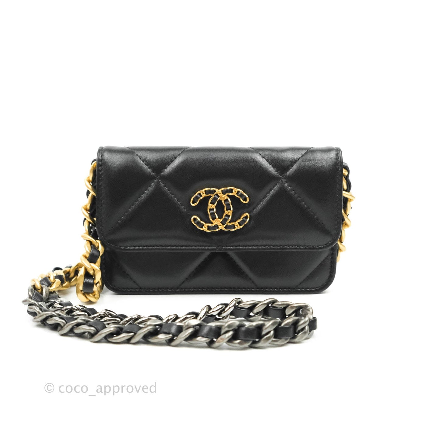 Chanel 19 Clutch With Chain Black Mixed Hardware