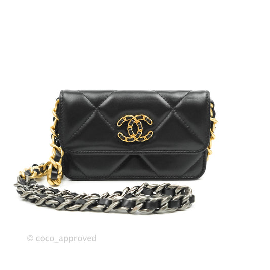 Chanel 19 Clutch With Chain Black Mixed Hardware