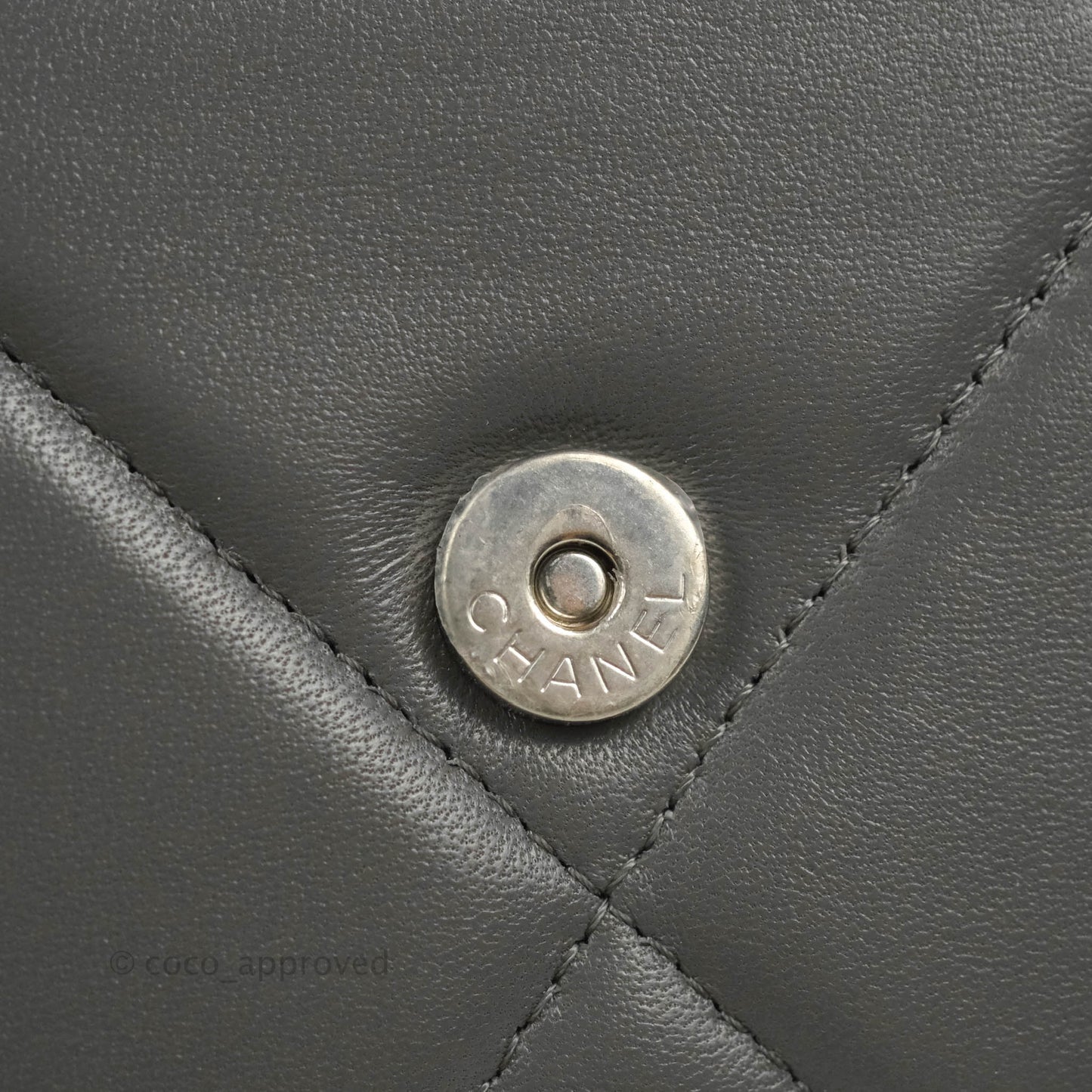 Chanel 19 Wallet on Chain WOC Dark Grey Lambskin Mixed Hardware
