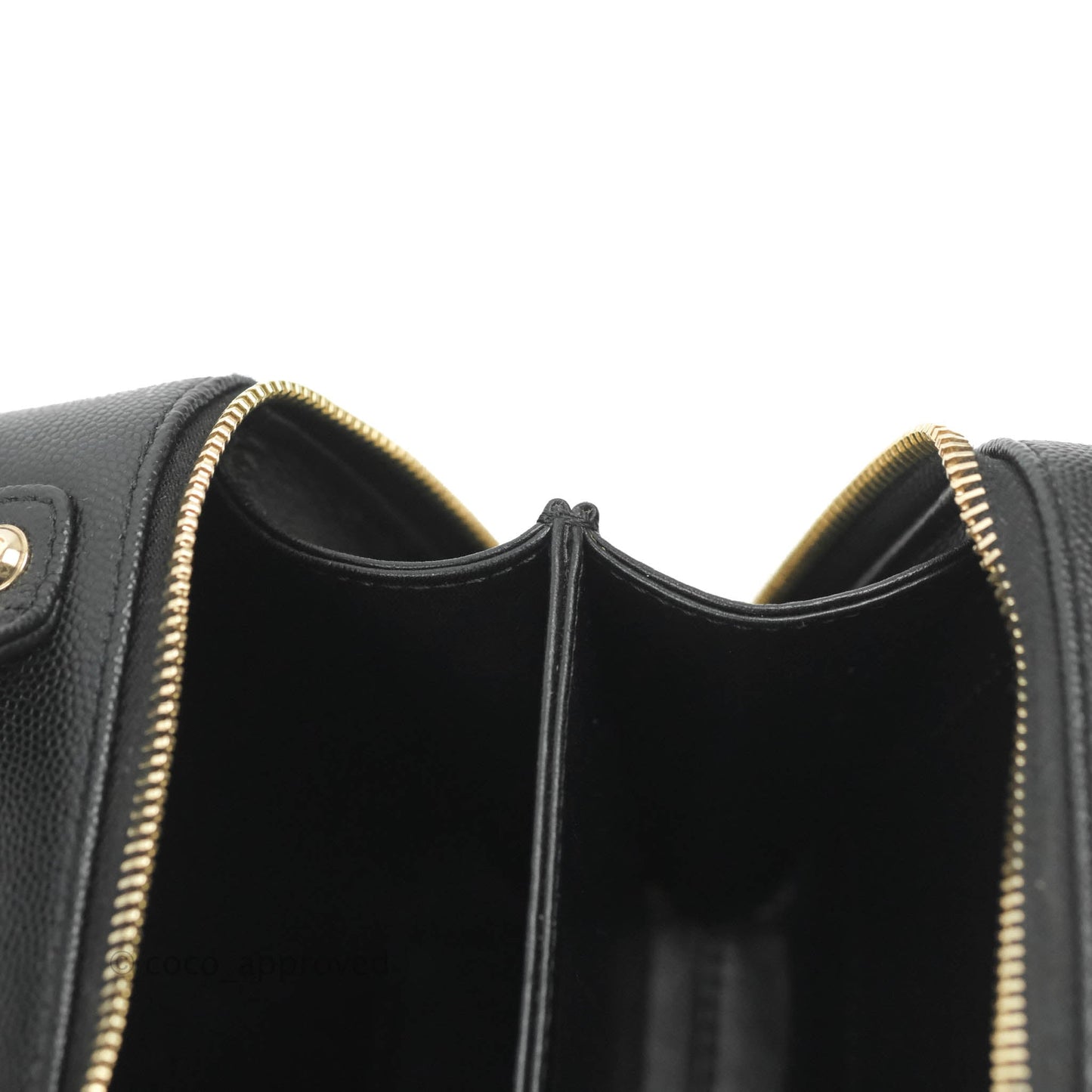 Chanel Quilted Small CC Filigree Vanity Case Black Caviar Gold Hardware