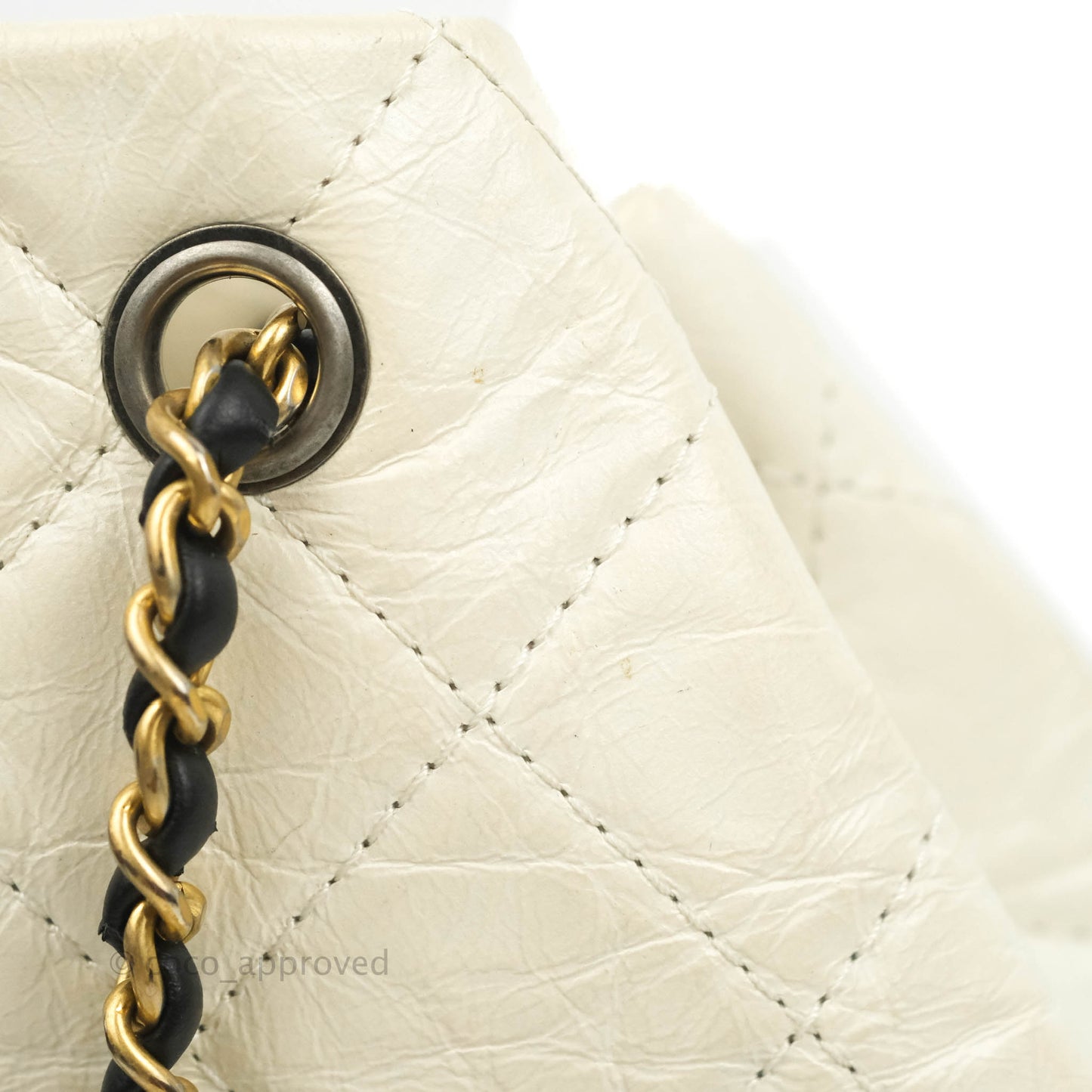 Chanel Small Gabrielle Backpack White Black Aged Calfskin